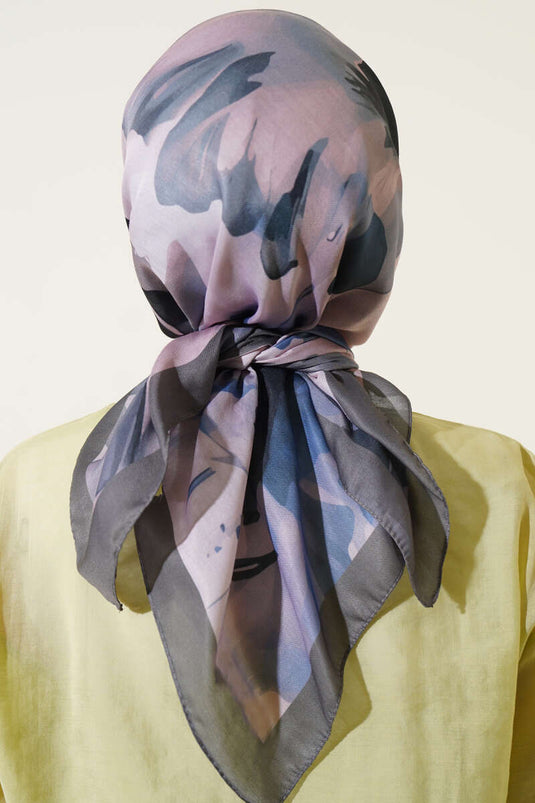 Su Gölgesi Desenli Eşarp Kayrak Grisi