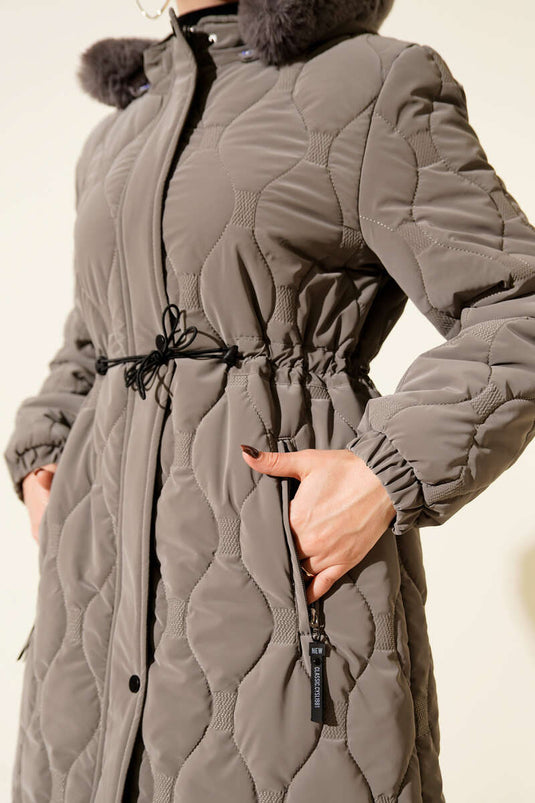 Su Yolu Kapitone Fermuarlı Mont Gri