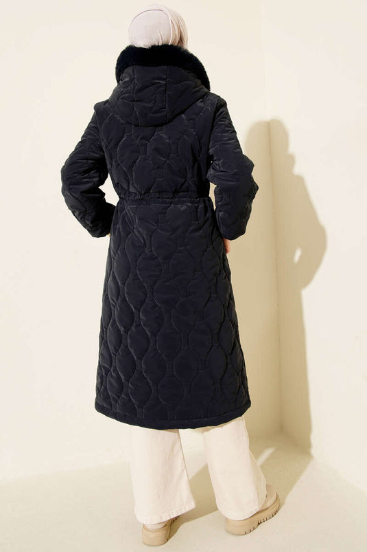 Su Yolu Kapitone Fermuarlı Mont Lacivert