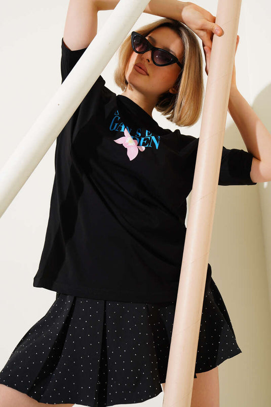 Sunset Printed T-shirt Black