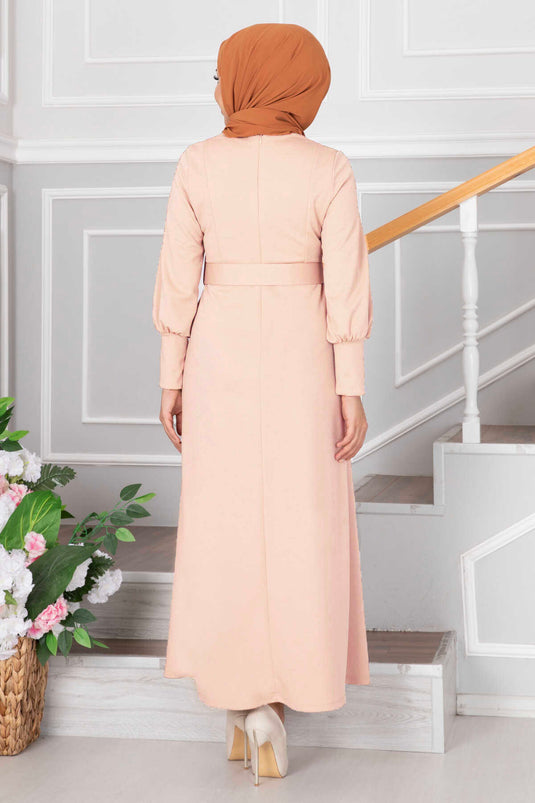 Robe Hijab Ceinturée Suzanne Saumon Clair