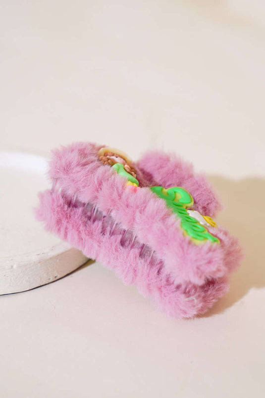 Boucle à loquet en peluche douce Magenta