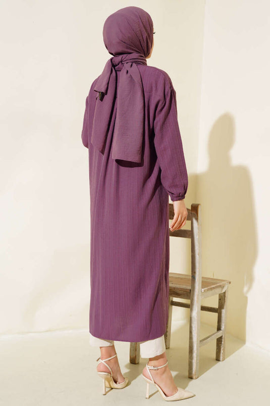 Chemise longue en écorce d'arbre avec boutons en bois violet