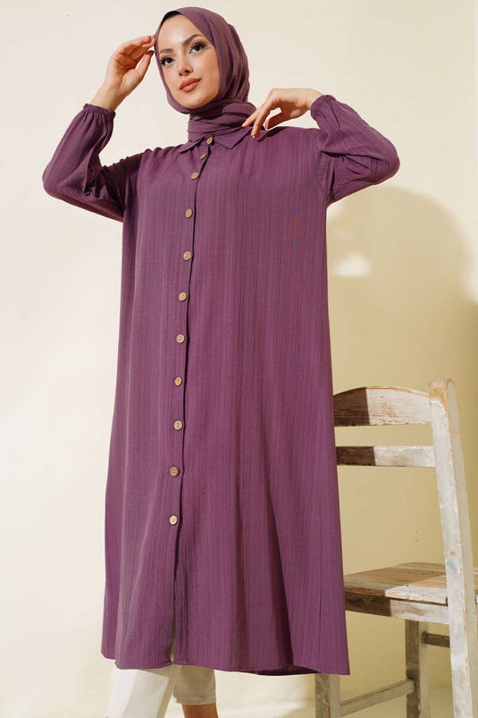 Chemise longue en écorce d'arbre avec boutons en bois violet