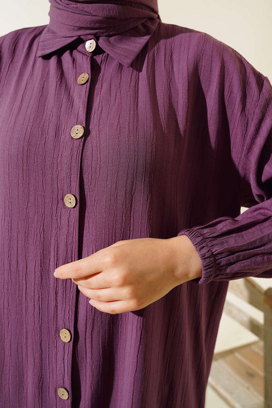 Chemise longue en écorce d'arbre avec boutons en bois violet