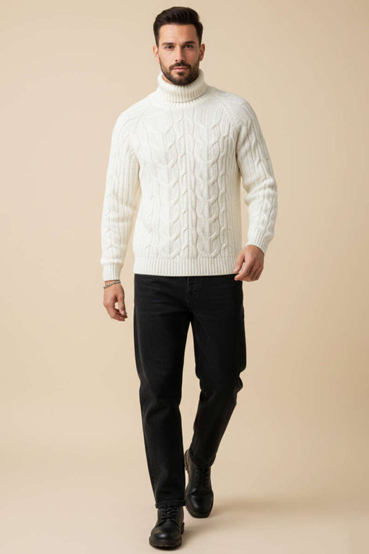 سويتر رجالي منسوج من تام باليكجي بلون عاجي