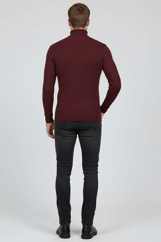 كنزة رجالية برقبة صياد صوفية بلون خمري