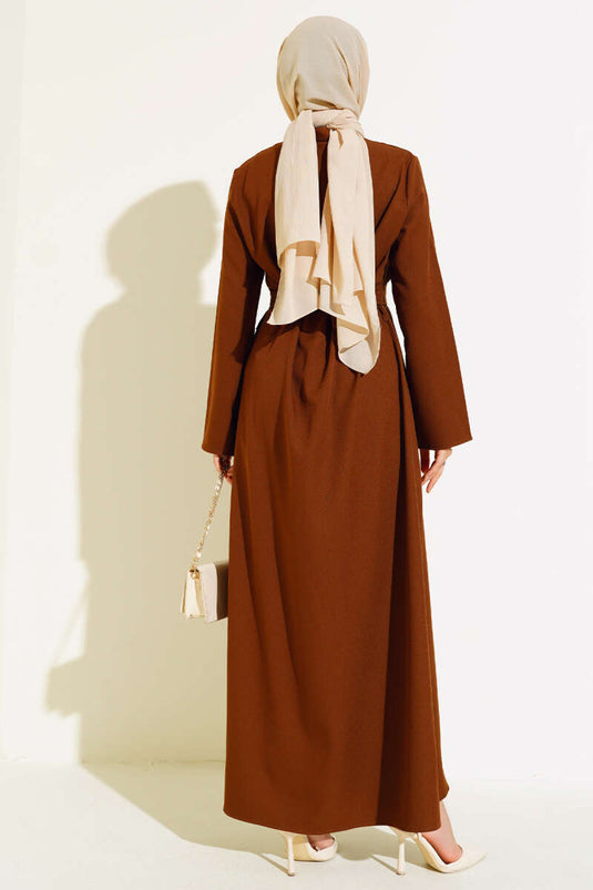 Ferace à fermeture éclair avec détails en pierre, couleur fauve