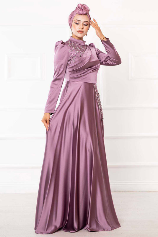 Robe de soirée hijab Stone Design lilas