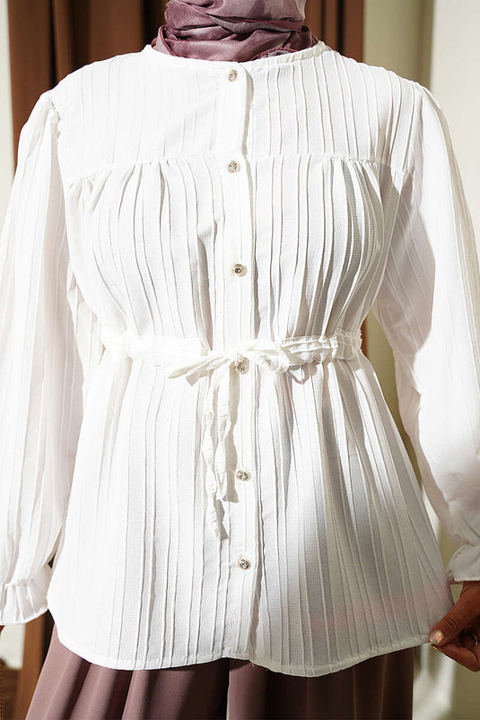 Chemise Blanche À Boutons Et Ceinture