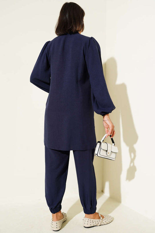 Taş Düğmeli İkili Takım Lacivert