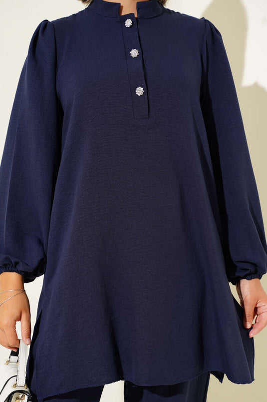 Taş Düğmeli İkili Takım Lacivert