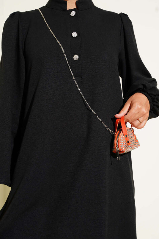 Taş Düğmeli İkili Takım Siyah