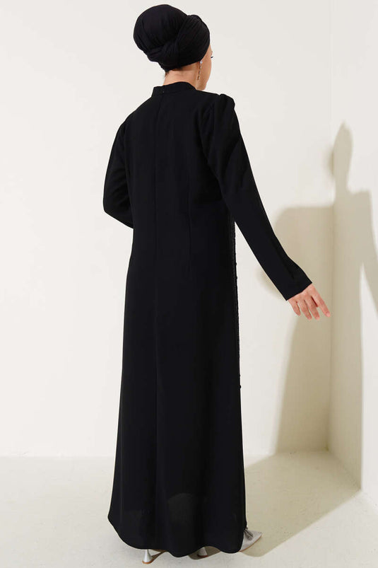 Robe Grande Taille Brodée Pierre Noir