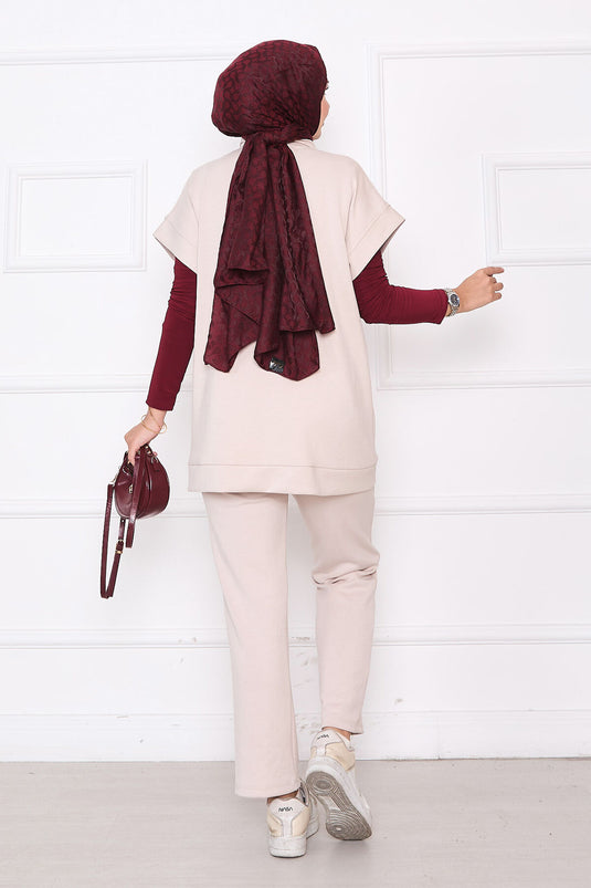 Ensemble gilet zippé brodé Stone