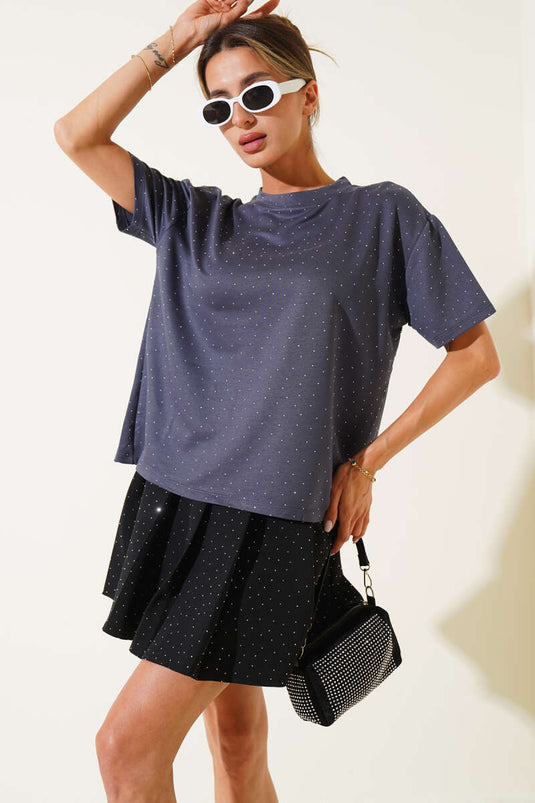 Taş Kristal T-shirt Kayrak Grisi