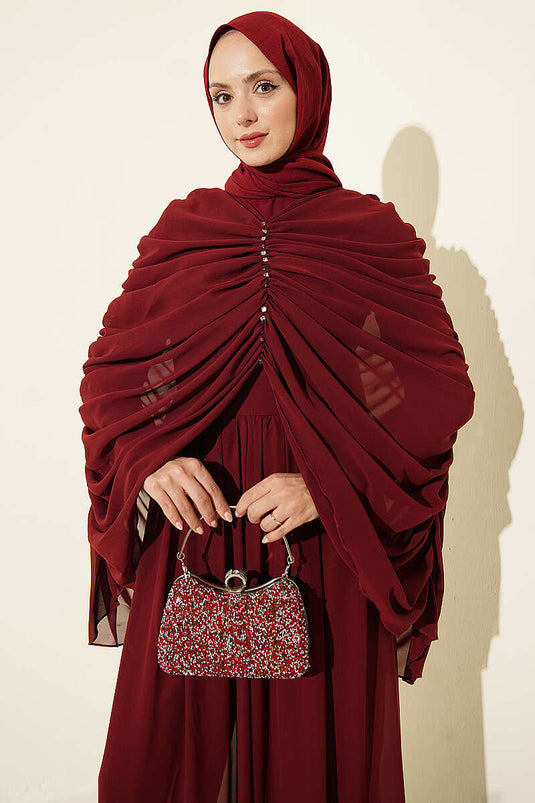 Combinaison Bordo Avec Perles Et Drapé