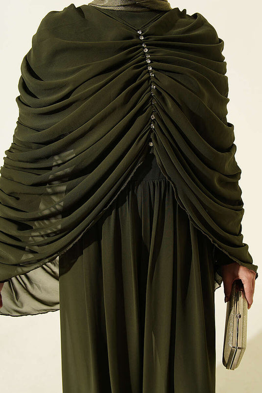 Combinaison Beige Drapée Ornée De Pierres