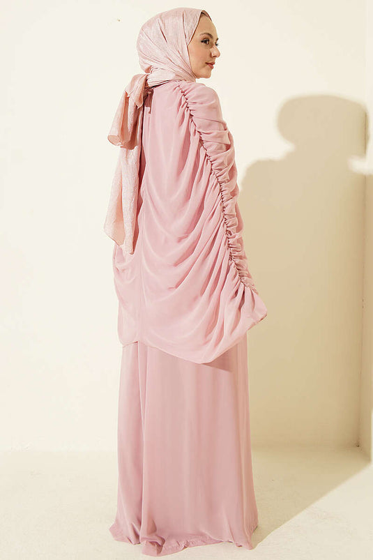 Combinaison Drapée Ornée Rose