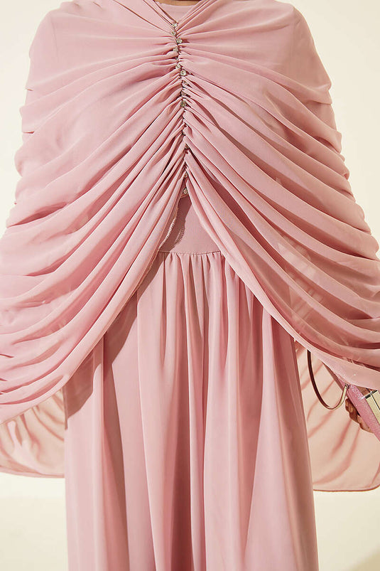 Combinaison Drapée Ornée Rose