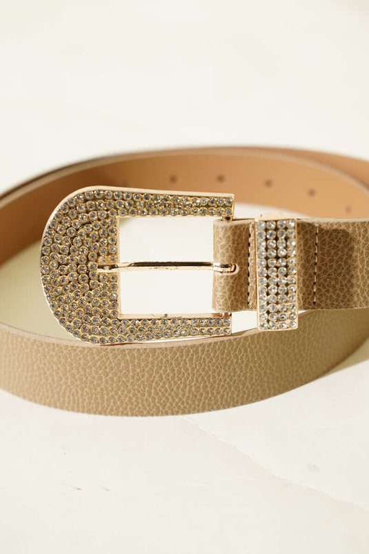 Taş Süslemeli Kemer Bej