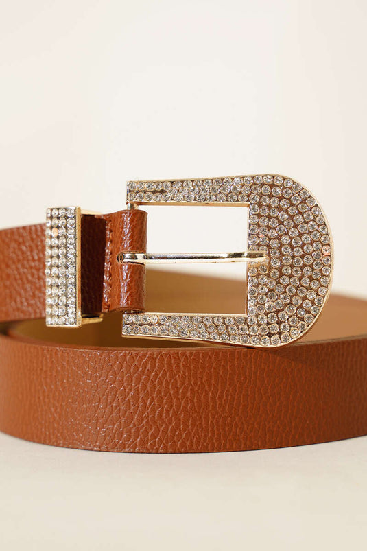 Ceinture ornée de pierres couleur fauve