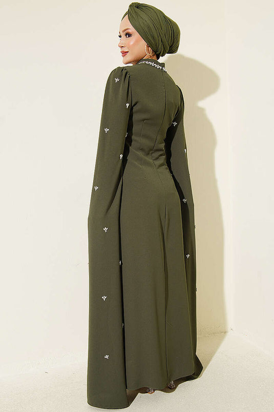 Abaya Mit Verzierten Ärmeln In Khaki