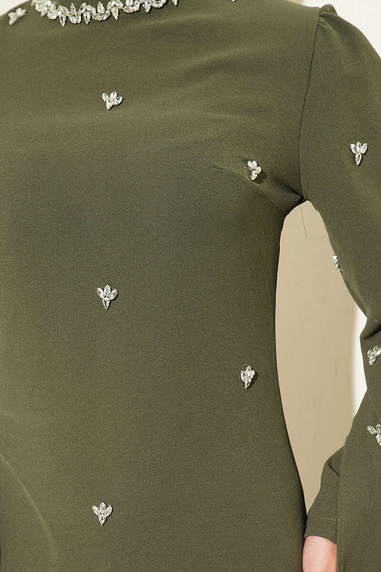Abaya Mit Verzierten Ärmeln In Khaki