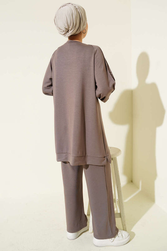 طقم لويشا من قطعتين مزين بالأحجار من المنك