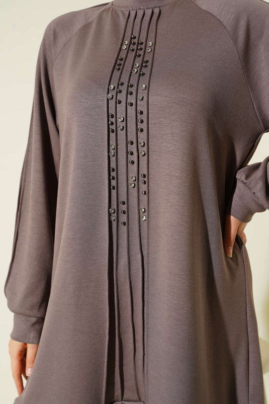 طقم لويشا من قطعتين مزين بالأحجار من المنك