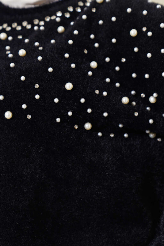 سترة لحية مزينة بالحجر باللون الأسود