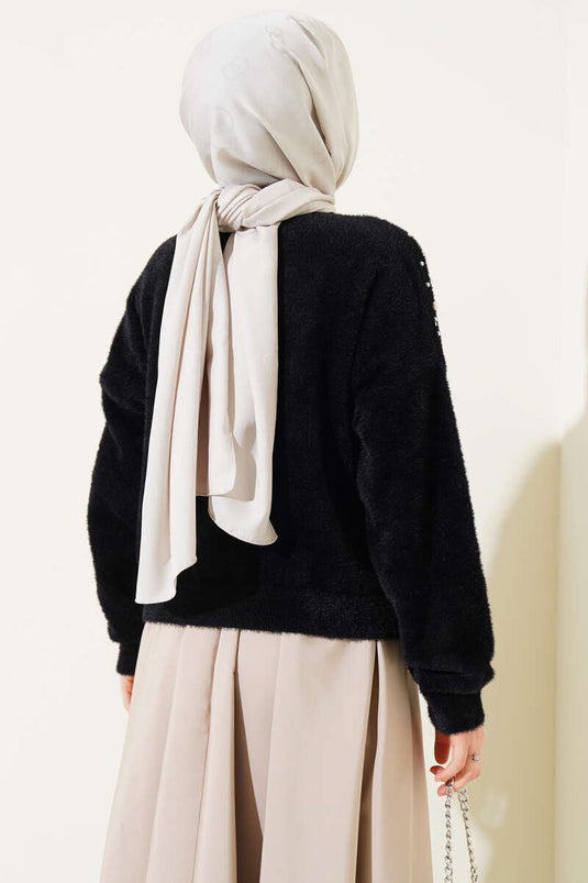 سترة لحية مزينة بالحجر باللون الأسود