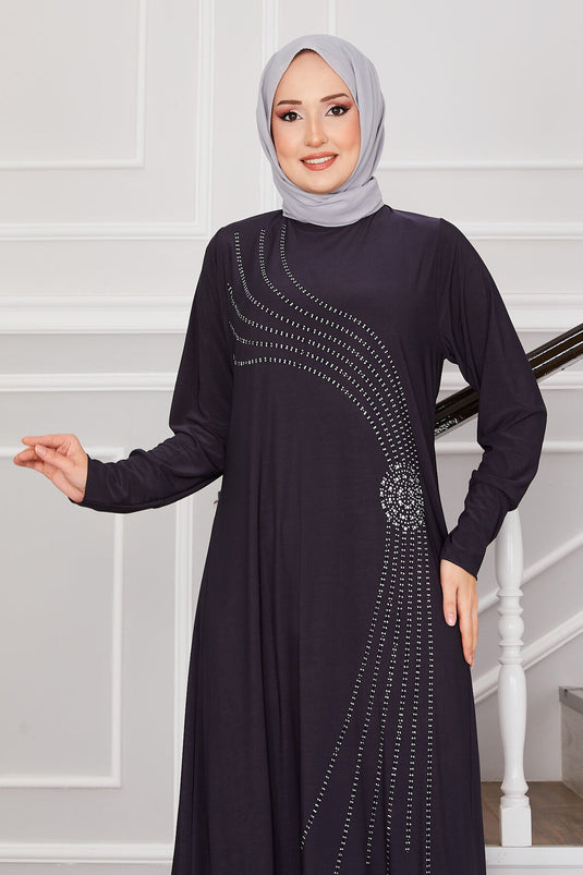 Sandy Hijab Kleid mit Steindetails Grau