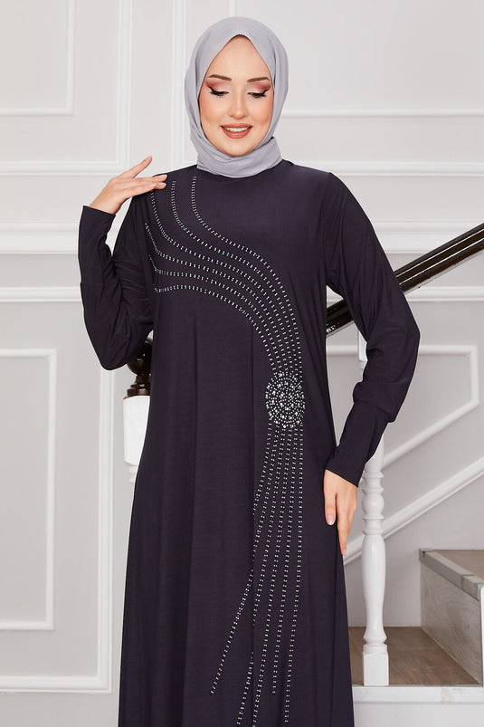 Sandy Hijab Kleid mit Steindetails Grau