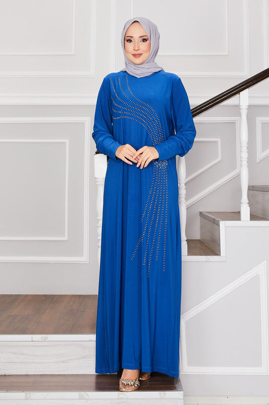 Robe Hijab Sandy avec détails en pierre Indigo