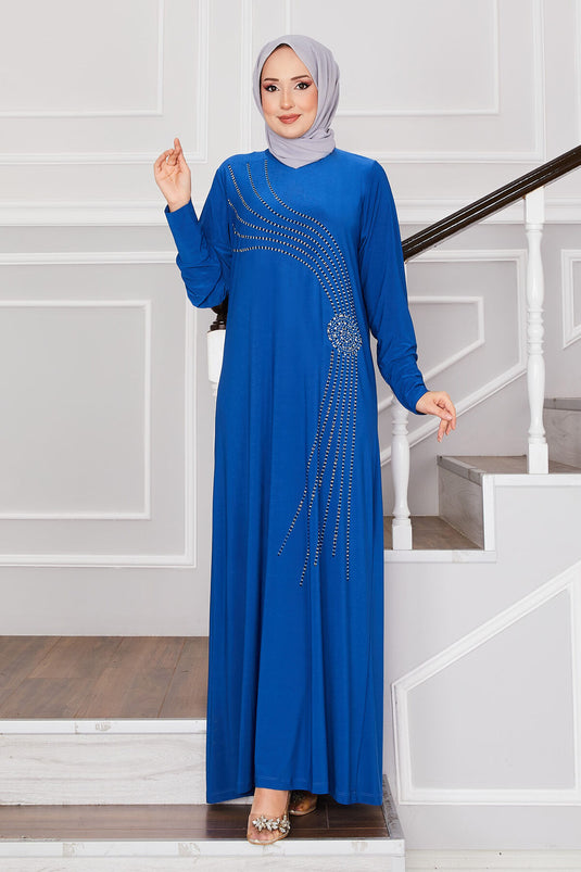 Sandy Hijab-Kleid mit Steindetail Indigo