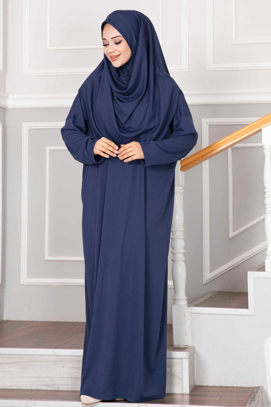 Vestido de oración Hijab índigo con bolsa de transporte