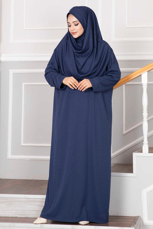 Vestido de oración Hijab índigo con bolsa de transporte