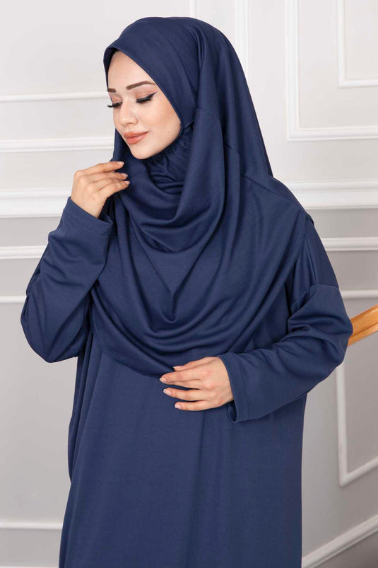 Vestido de oración Hijab índigo con bolsa de transporte