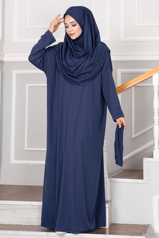 Vestido de oración Hijab índigo con bolsa de transporte