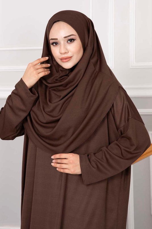 Vestido de oración Hijab con bolsa de transporte marrón