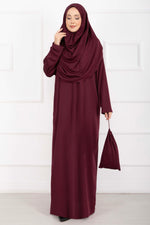 Robe de prière modeste avec sac de transport, couleur bordeaux