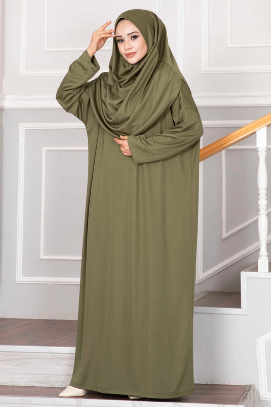 Vestido de oración Hijab color caqui con bolsa de transporte