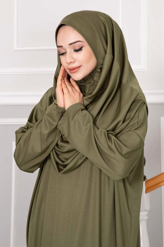 Vestido de oración Hijab color caqui con bolsa de transporte