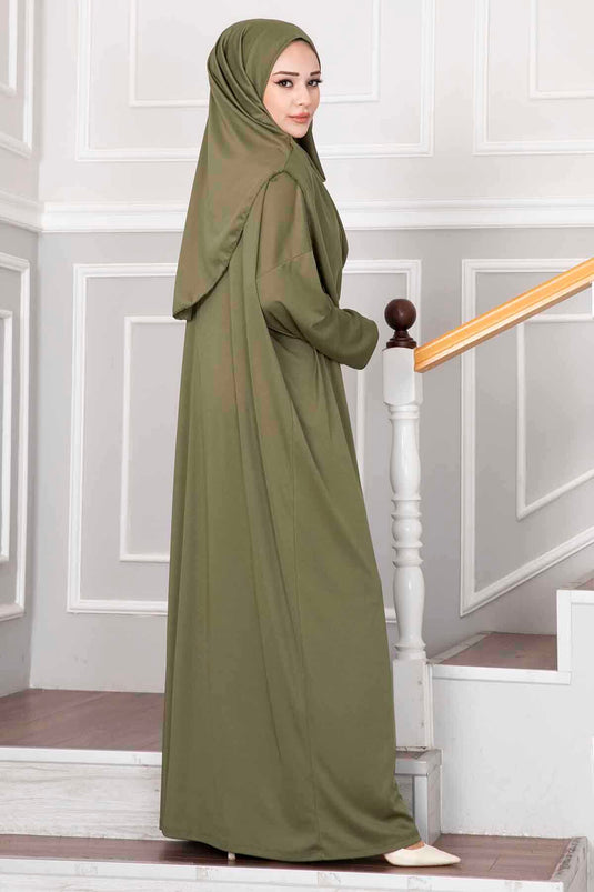 Hijab-Gebetskleid Khaki mit Tragetasche