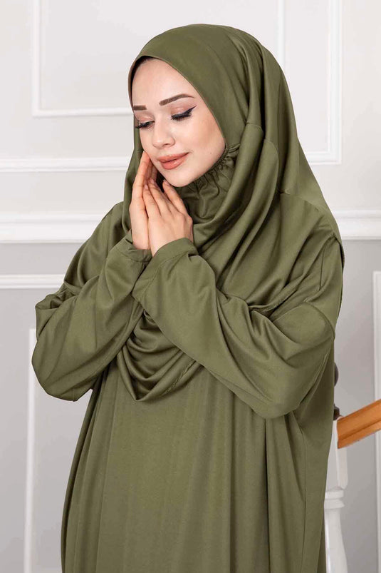 Hijab-Gebetskleid Khaki mit Tragetasche