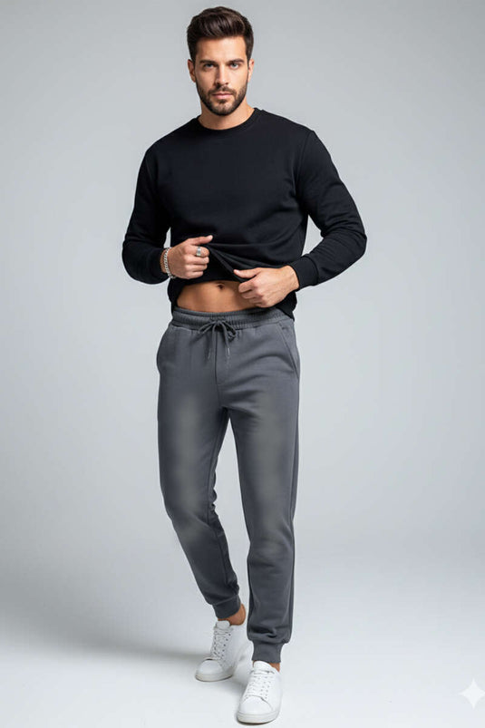 Taşlanmış Jogger Erkek Eşofman Altı Antrasit