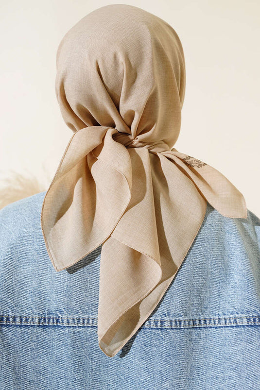 Stonewashed Linen Scarf Beige