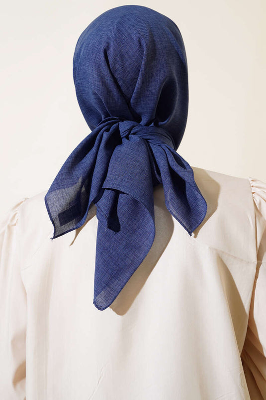 Stonewashed Linen Scarf Navy Blue -11