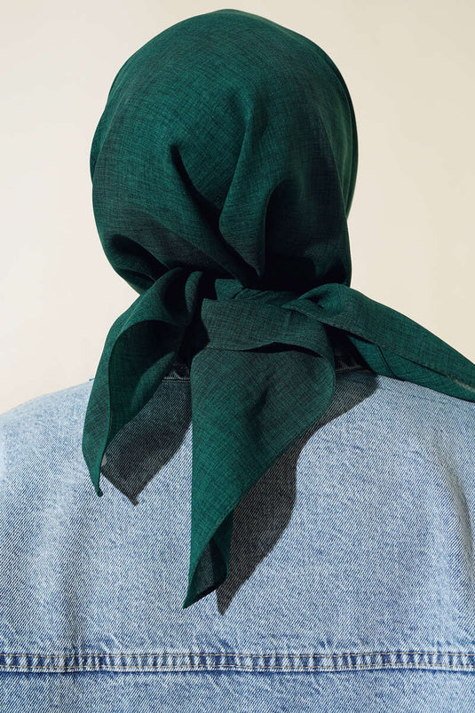 Stonewashed Linen Scarf Emerald -18